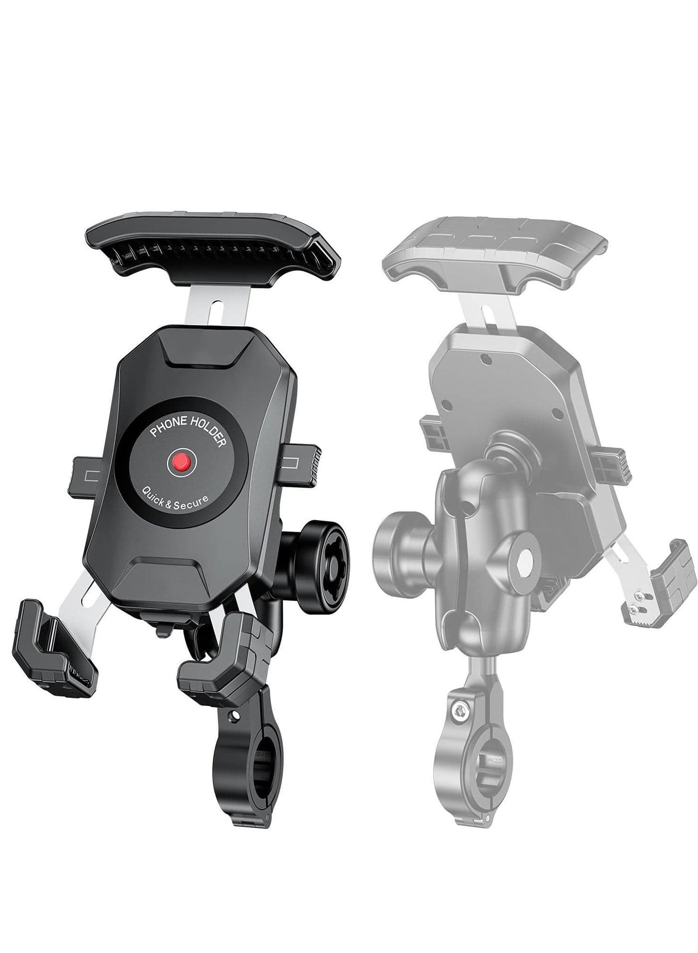 Anti-theft Motorcycle Phone Holder Bike Ball Mount Dual Socket Aluminum 1" 360 Degree Universal Compatible with 4.0-7.0" Smartphones