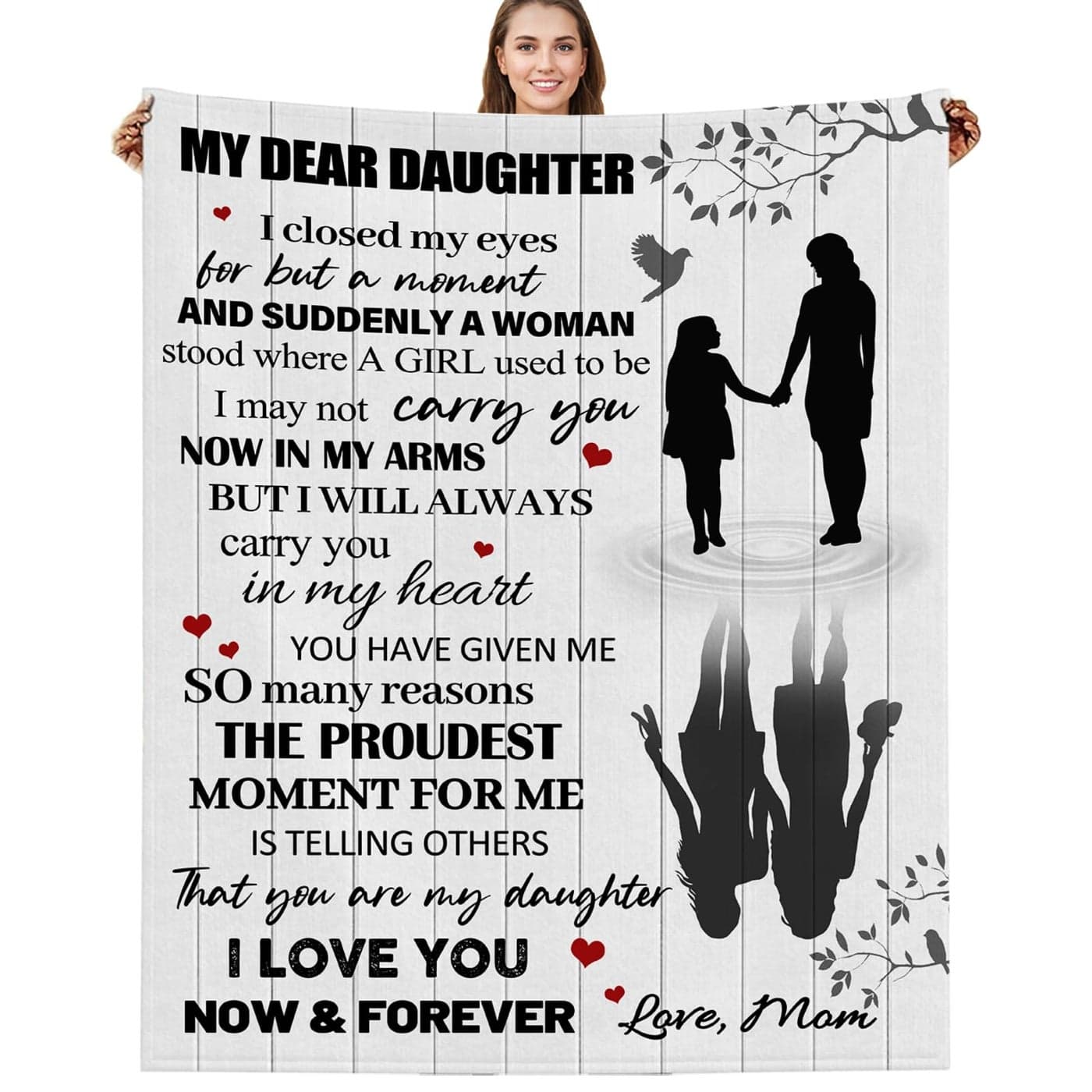 BUUGVIIL Daughter Gifts from Mom to My Daughter Blanket from Mom Perfect Daughter Gifts for Birthday Graduation Christmas Valentines Gifts for Daughter from Mom Throw Blanket 60x50