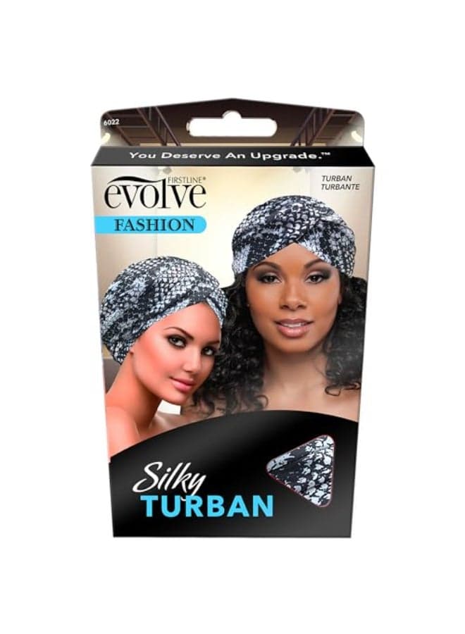 Evolve Silky Turban Silver Animal Print
