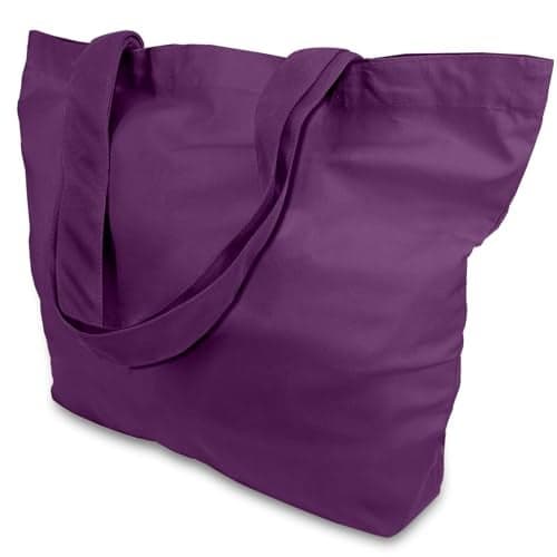 TOPDesign 1-Pack Super Strong Large 12oz Cotton Canvas Tote Bag, Reusable Grocery Shopping Cloth Bag, Fashionable Two-Tone Tote for Crafts, DIY Your Creative Designs