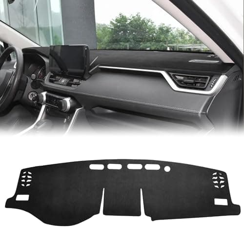 Bilisin Dashboard Cover Mat Compatible with Toyota RAV4 2019-2025 Non-Slip Suede Dash Board Pad for Toyota RAV4 No Glare Sunshade Protector Internal Accessories (Black)