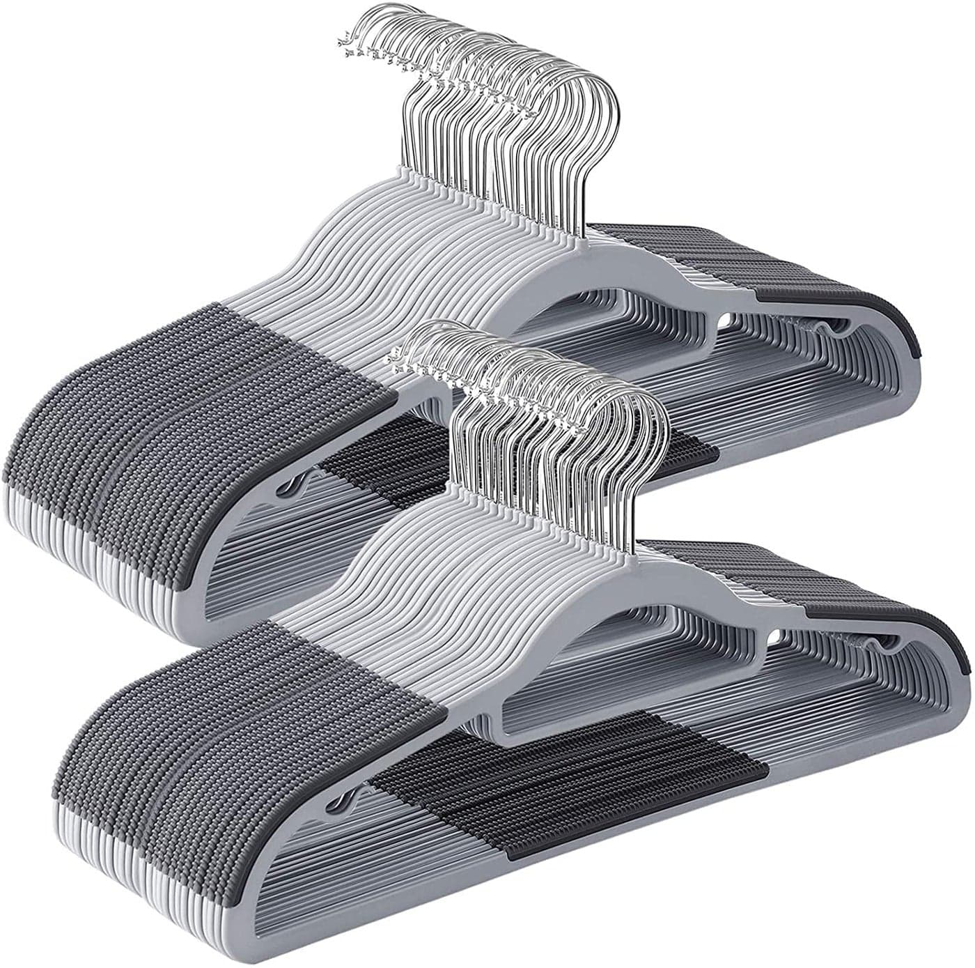 HOLLIO Plastic Hangers Heavy Duty Clothes Hangers with Non-Slip Pads Space Saving 0.2" Thickness Super Lightweight Organizer Clothes Hanger for Wardrobe,Multi Purpose Use for Clothing Hanging (50)