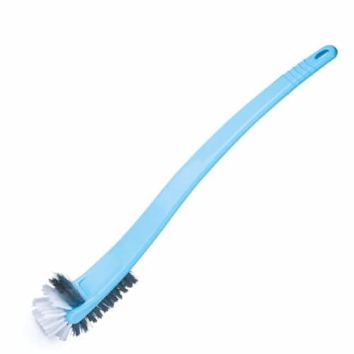 Homeor Double Hockey Shape Toilet Cleaner Brush, Toilet Cleaning Brush for Western and Indian Toilet, Bathroom Brush for Toilet Cleaning, Plastic Toilet Brush with Nylon Bristles, 1 Piece, Blue