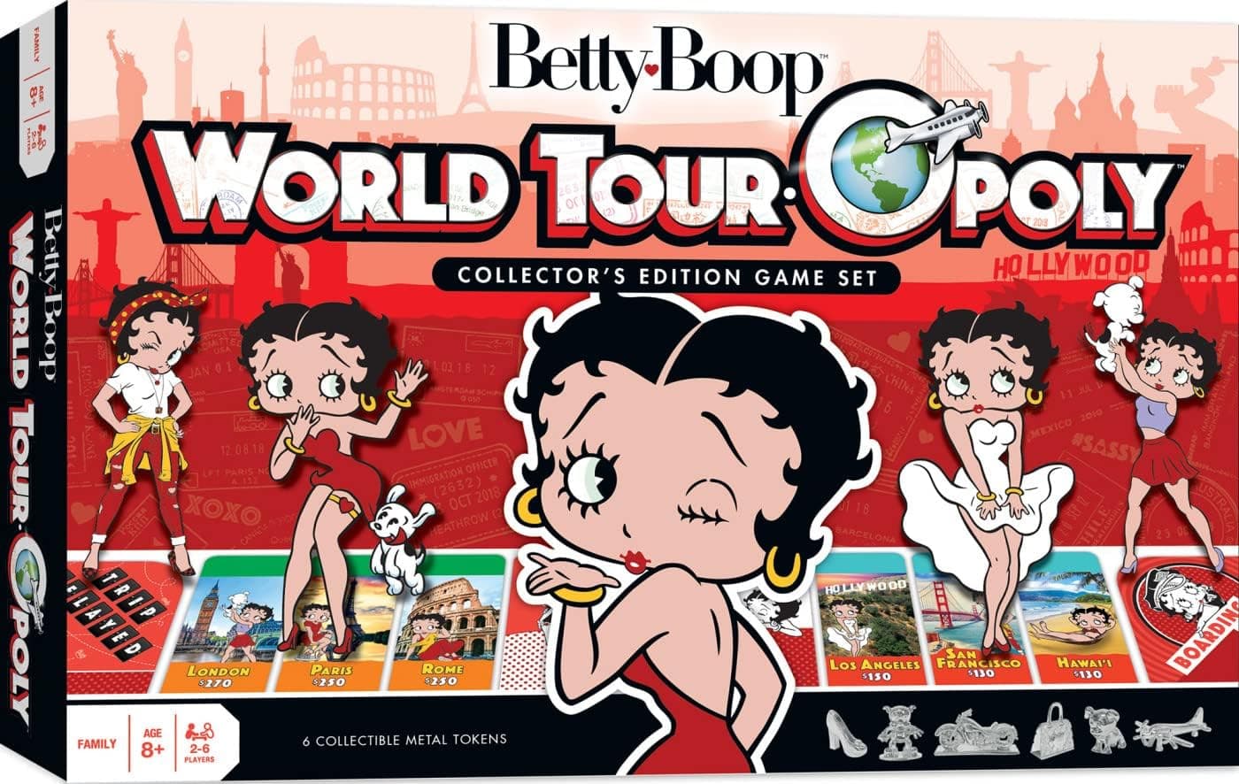 MasterPieces Opoly Board Games Betty Boop World Tour Opoly Officially Licensed Board Games For Adults Kids Family