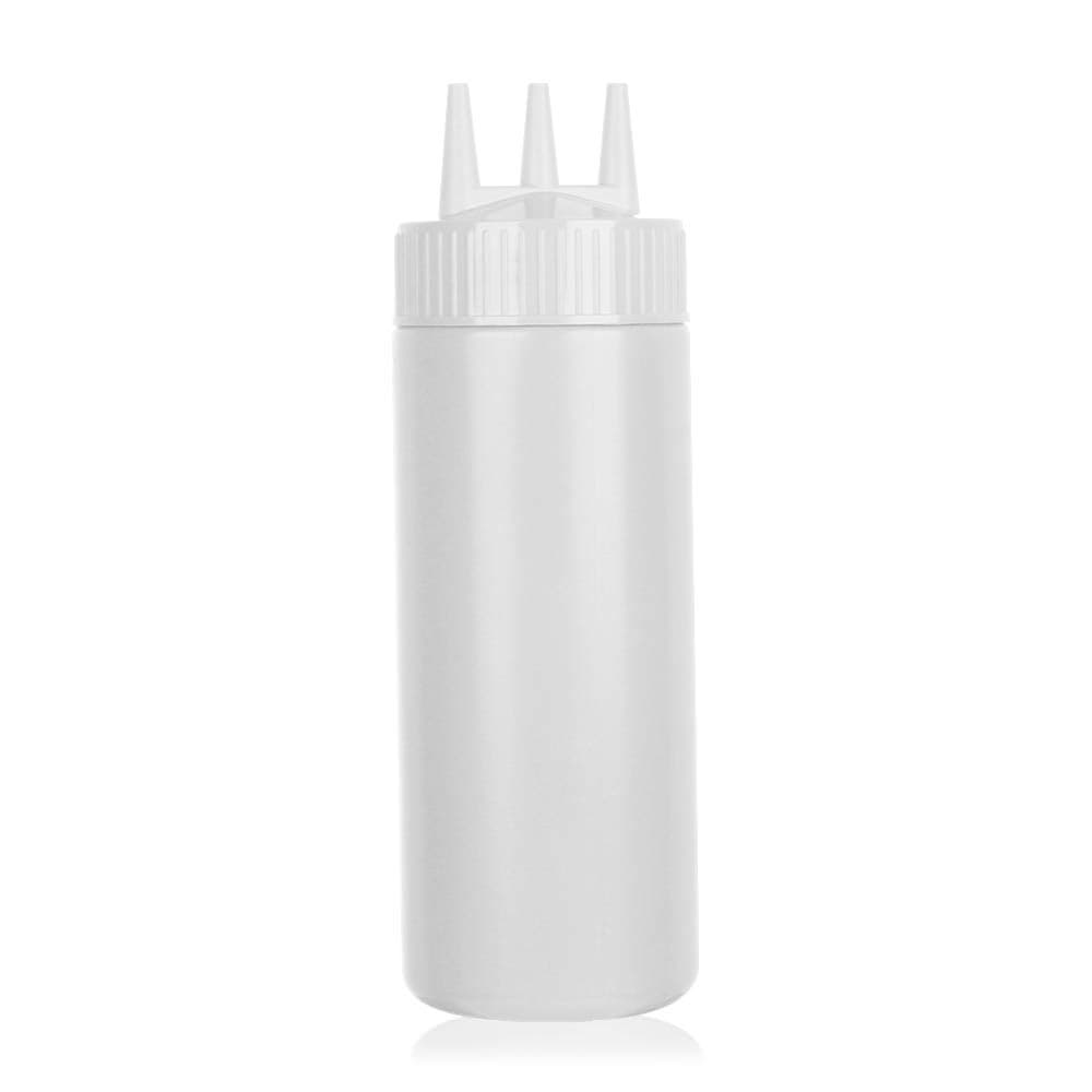 beyonday Seasoning Squeeze Bottles 3 Hole Ketchup Mustard Dressing Squeeze Squirt Bottles Salad Sauce Condiment Cream Squeeze Bottles for Kitchen Restaurant Bakery 24oz White