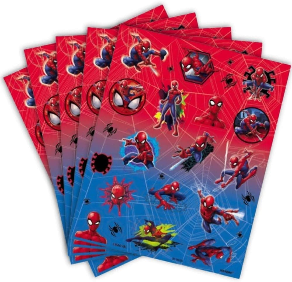 Unique Spiderman Sticker Sheets Assorted Designs 4 Pcs