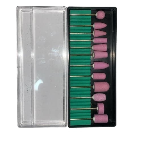 Assorted emery stone buff 23mm shank set of 12pcsProfessional Nail Drill Bits Set Manicure Pedicure Nail Polishing Accessories