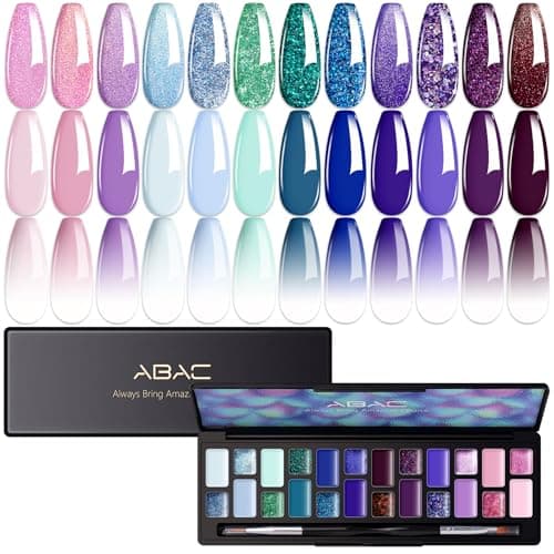 ABAC Solid Gel Nail PolishOmbre Gel Nail PolishPat Paint Nail Gel24 Colors Blue Pink Purple Shimmer Hema Free Gel Polish wPro Brush Soak Off LED Gift for Women