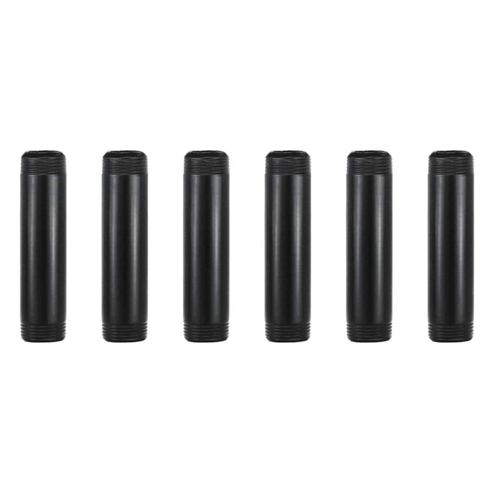 GeilSpace 6 Pack 34 4 PreCut Black Metal Pipe Industrial Steel Fits Standard Three Quarters Inch Threaded Pipes and Fittings Vintage DIY Industrial Shelving 34 4 Black