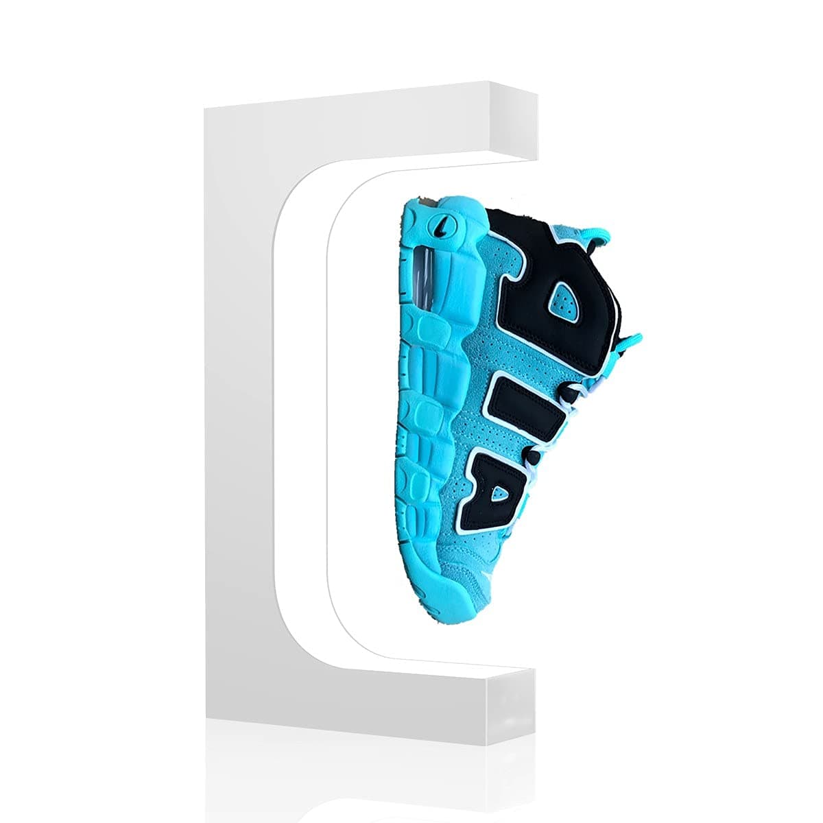 UVEHAS Levitating Shoe Display Magnetic Levitation Sneaker Stand with LED Light Rotating Floating Holder Rack for Shoes Collectors Advertising Exhibition Shoe Store Show Home Decoration White