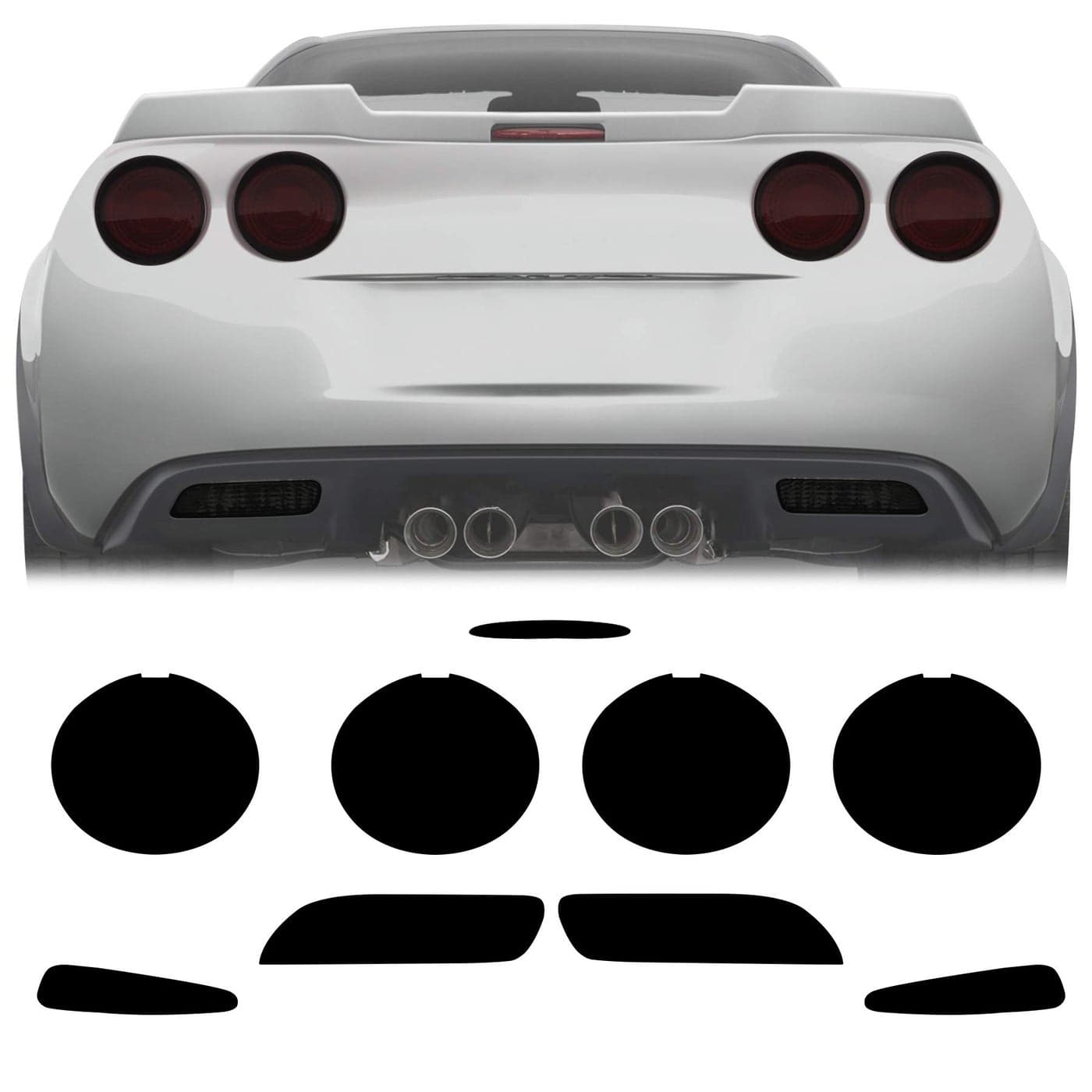 NDRUSH Smoked Taillight Rear Marker Lights Vinyl Tint Film Precut Overlay Tail Light Wrap Cover Compatible with Chevy Corvette 20052013