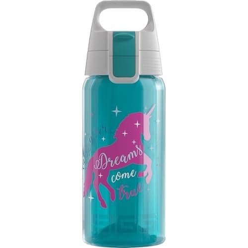 Sigg - Kids Water Bottle - Viva One Unicorn - Suitable For Carbonated Beverages - Leakproof - Dishwasher Safe - BPA Free - Sports & Bike - Aqua - 17 Oz