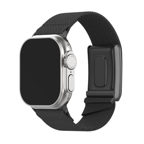 DADO Nylon Hybrid Strap Compatible with Apple Watch + Whoop 4.0, Odor Resistant and Breathable Nylon band (Black, 49/46/45/44mm)
