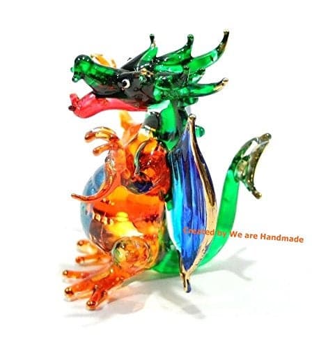 Handmade Mini 2 Blown Glass Dragon Figurines Figures ArtCollectible Dollhouse Gift IdeasMiniature Fairy Tale AnimalsTiny Ornament Cool Stuff Decor No1