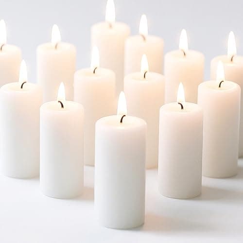 White Pillar Candles - 12 Packs Unscented Wax Pillar Candle, Long-Lasting 30 Hour Burn Time, 2x4 Inch, Elegant Decorative White Candles for Weddings, Centerpiece, Home Decor
