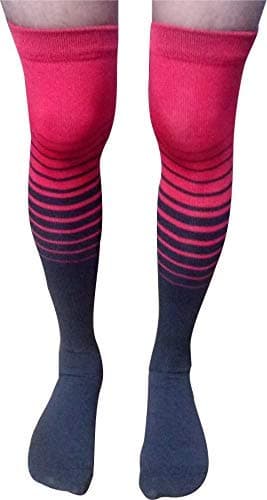 Just rider Football Stockings for Men 4 Way Stretchable Cotton Socks (New Football Stocking Red Black)