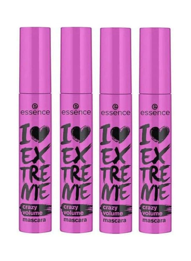 4 Piece Set Of Essence - I Love Extreme Crazy Volume Mascara Waterproof Black