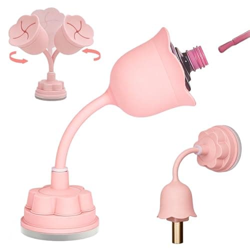Raisetip Nail Polish Bottle Holder Stand 360 Rotating Silicone Nail Polish Case Organizer with Strong Adhesion Base RoseShaped AntiSpill Rack for Nail Art DIY Pink