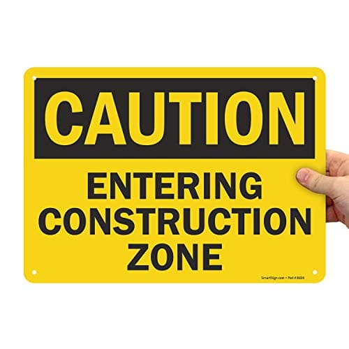 SmartSign "Caution - Entering Construction Zone" Sign | 10" x 14" Plastic