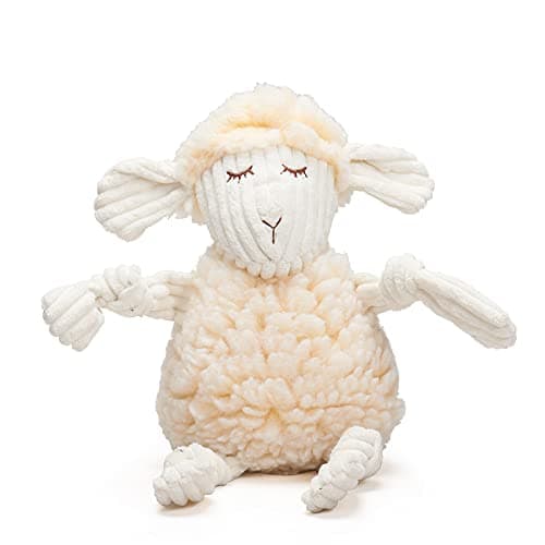 HuggleHounds Plush Dog Toy Fuzzy Dog Toy Soft Fleece Interactive Durable Stuffed for Small and Large Breeds with Squeaker Louise Lamb Large