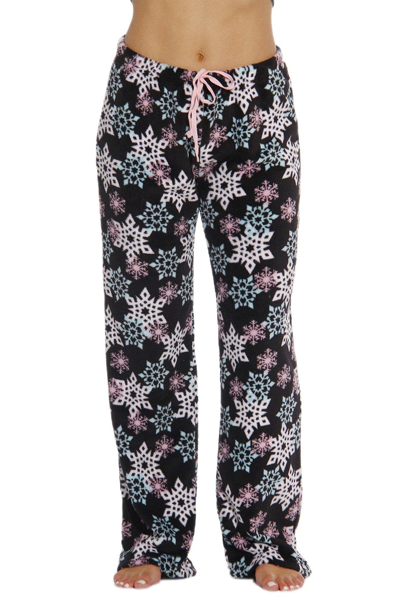 6339-10167-L Just Love Women's Plush Pajama Pants - Petite to Plus Size Pajamas,Black - Snowflake,Large