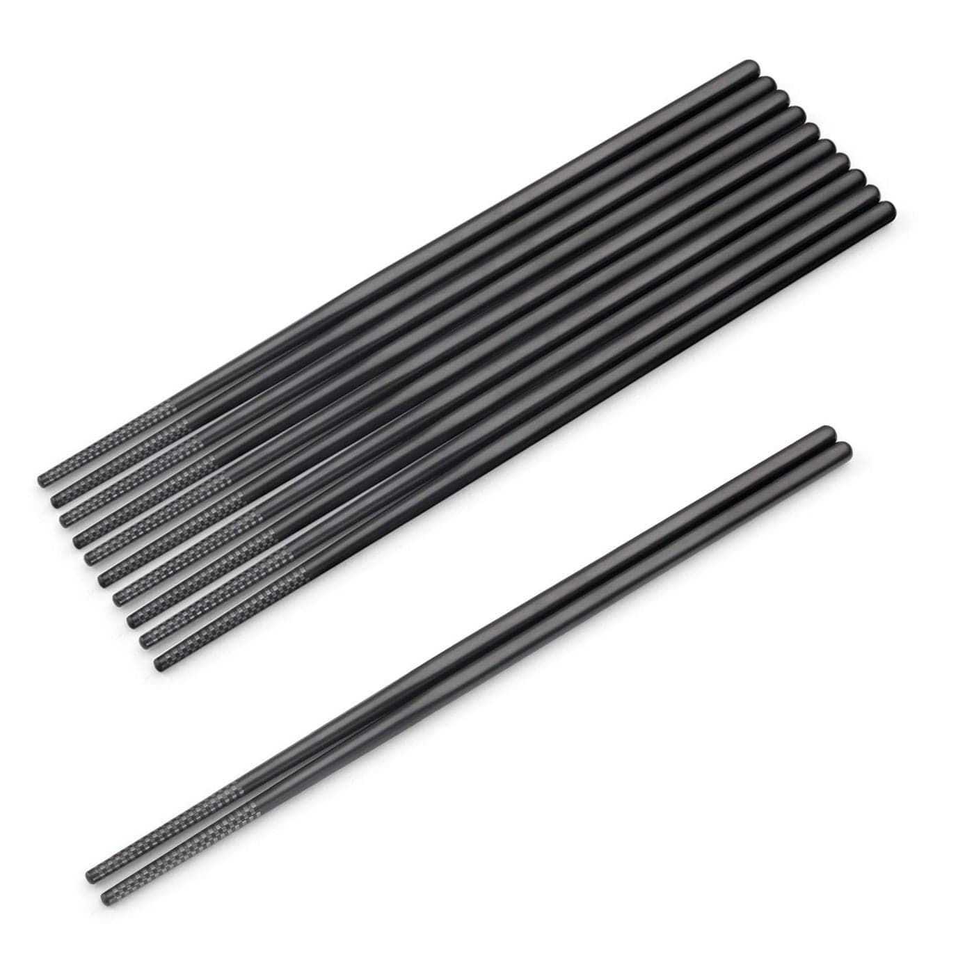 SHARECOOK Stainless Steel Chopsticks 945 Inches Reusable 5 Pairs Black
