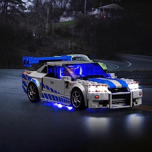 Hilighting Upgraded Led Light Kit Compatible with LEGO Speed Champions 2 Fast 2 Furious Nissan Skyline GTR R34 Race Car Toy Model Building Kit Lights Compatible with LEGO 76917Model Not Included