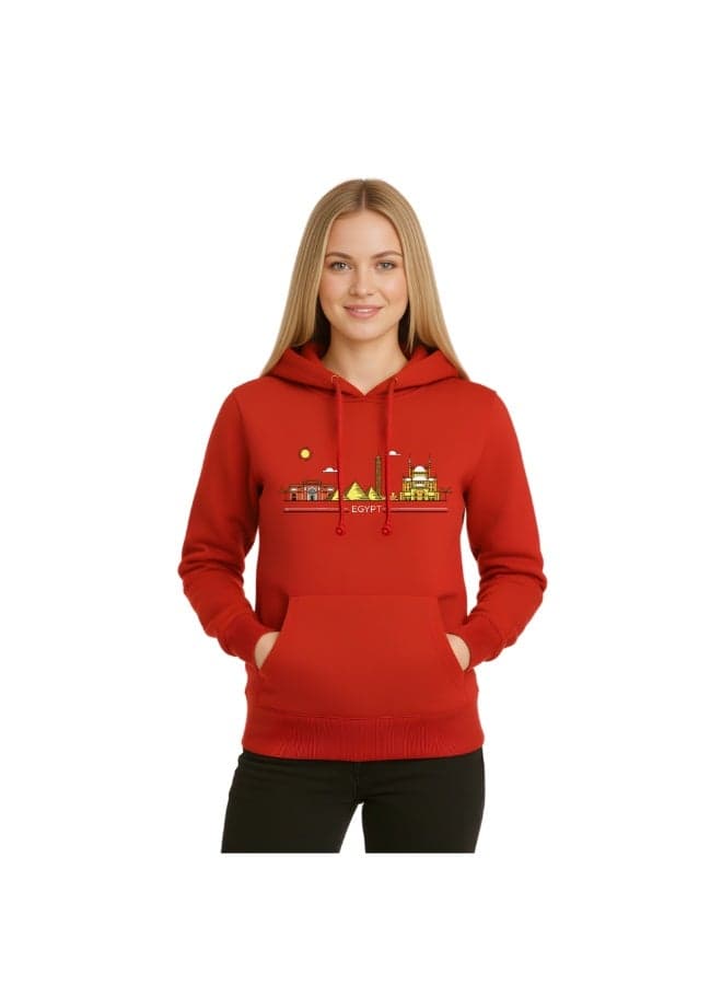 Egypt Women's Hoodie–100% Cotton Fabric|Long Sleeve Pullover|Casual Wear For Travel,Sports,&Daily Outfits|Egypt Printed Hoodies — M