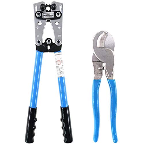 Glarks 2Pcs Wire Crimper Terminal Crimping Tool Cable Lug Crimper CuAl Terminal Ratchet Electrician Plier with Cable Cutter for 10 8 6 4 2 10 AWG Wire Cable Cutting and Crimping