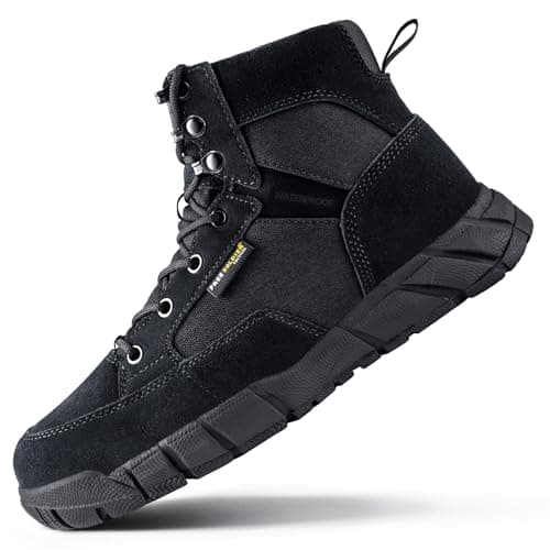 FREE SOLDIER Men's Waterproof Hiking Tactical Work Boots 6 Inches Lightweight Military Breathable Desert Boots(Black US 11)