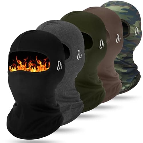 Suhine 5 Pcs Winter Balaclava Ski Mask Windproof Thermal Face Mask Cold Weather Balaclava with Reflective Stripe(Black, Gray, Army Green, Brown, Camo)