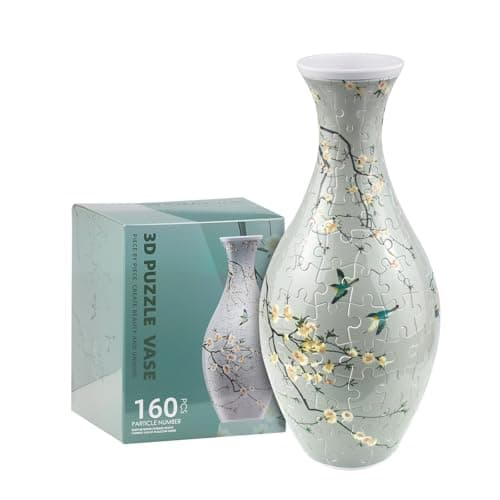 3D Puzzle Vase for Adults 160 Pieces Plastic DIY Unique Puzzle Flower Vase Crafts for Adults House Warming Gift Birthday Gifts for Flower Arrangements and Home Decor Flowers and Birds