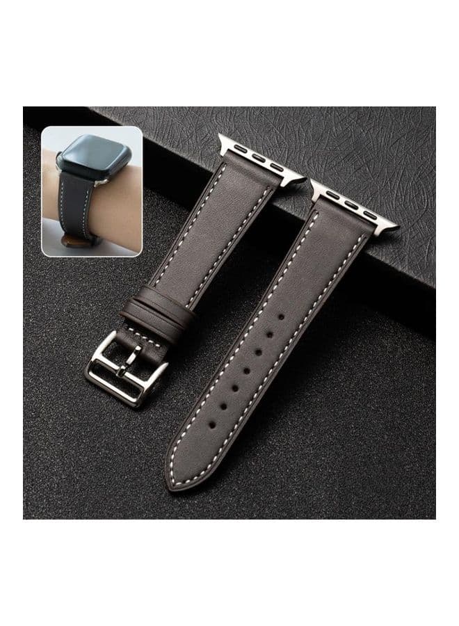 Business Cowhide Leather Strap Watchband For Apple Watch Series 1/2/3/4/5/6/7/SE 42-44-45mm Dark Brown