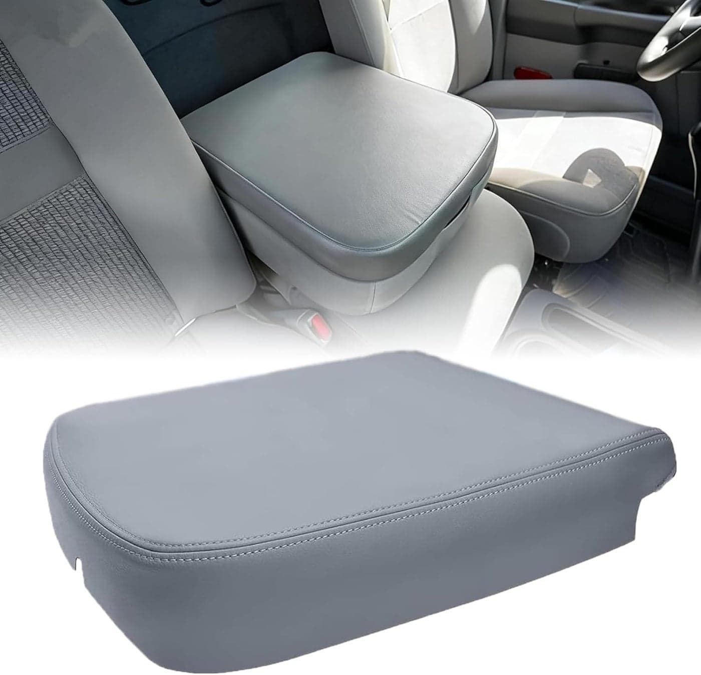 GXARTS Gray Center Console Leather Armrest for Dodge Ram 2002-2008 1500 2500 3500