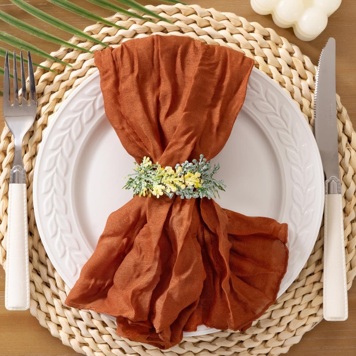 Socomi Terracotta Cheesecloth Napkins Summer Fall Cheese Cloths Gauze Set of 24 Boho Washable Dinner Table Napkins for Wedding Party Baby Shower Birthday Party Decor