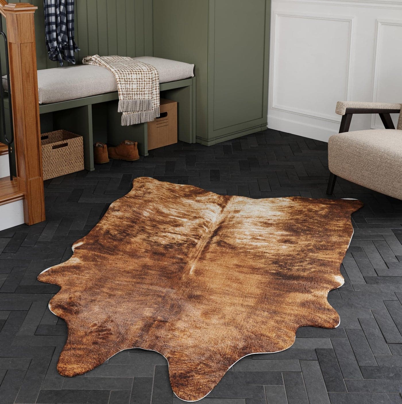 NativeSkins Faux Cowhide Rug Brindle Large 46ft x 66ft TripleLayer Support UltraSoft Pile HandCut Faux Suede NoSlip Backing Western Rug Cow Hide Animal Print