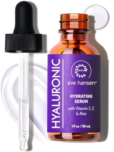 Eve Hansen Hydrating Hyaluronic Acid Serum for Face with Vitamin C Vitamin E Green Tea 72 Organic Firming Facial Moisturizer AntiWrinkle Skin Plumper 1 oz
