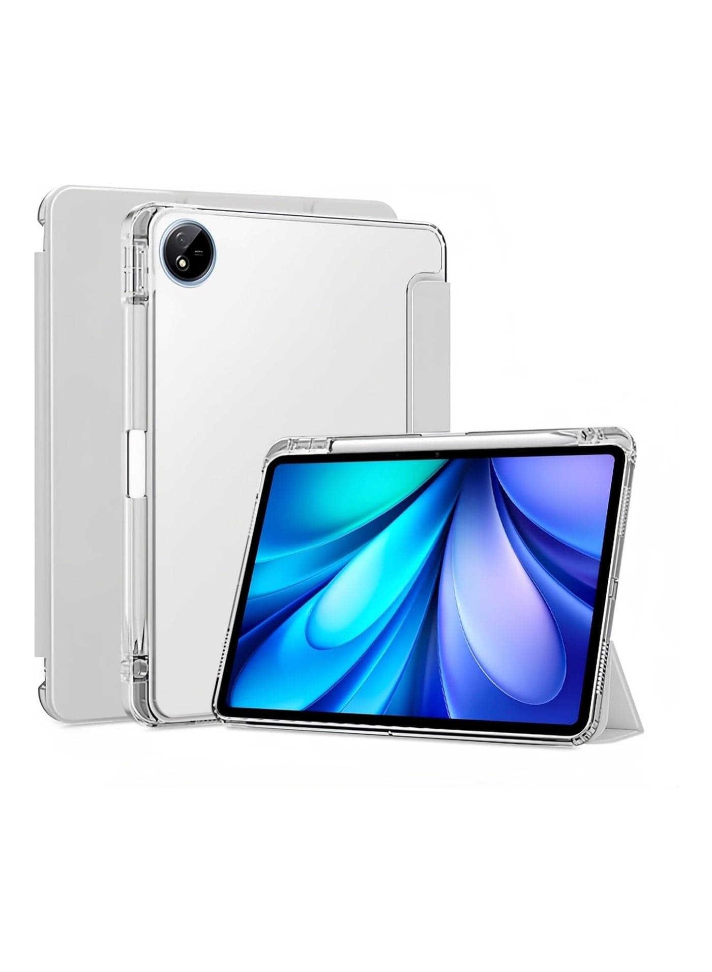 Compatible with VIVO Pad5 12.1-inch 2025 Case, TPU Slim Protective Cover with Pen Holder, Auto Wake/Sleep Smart Transparent Hard Back Stand Case