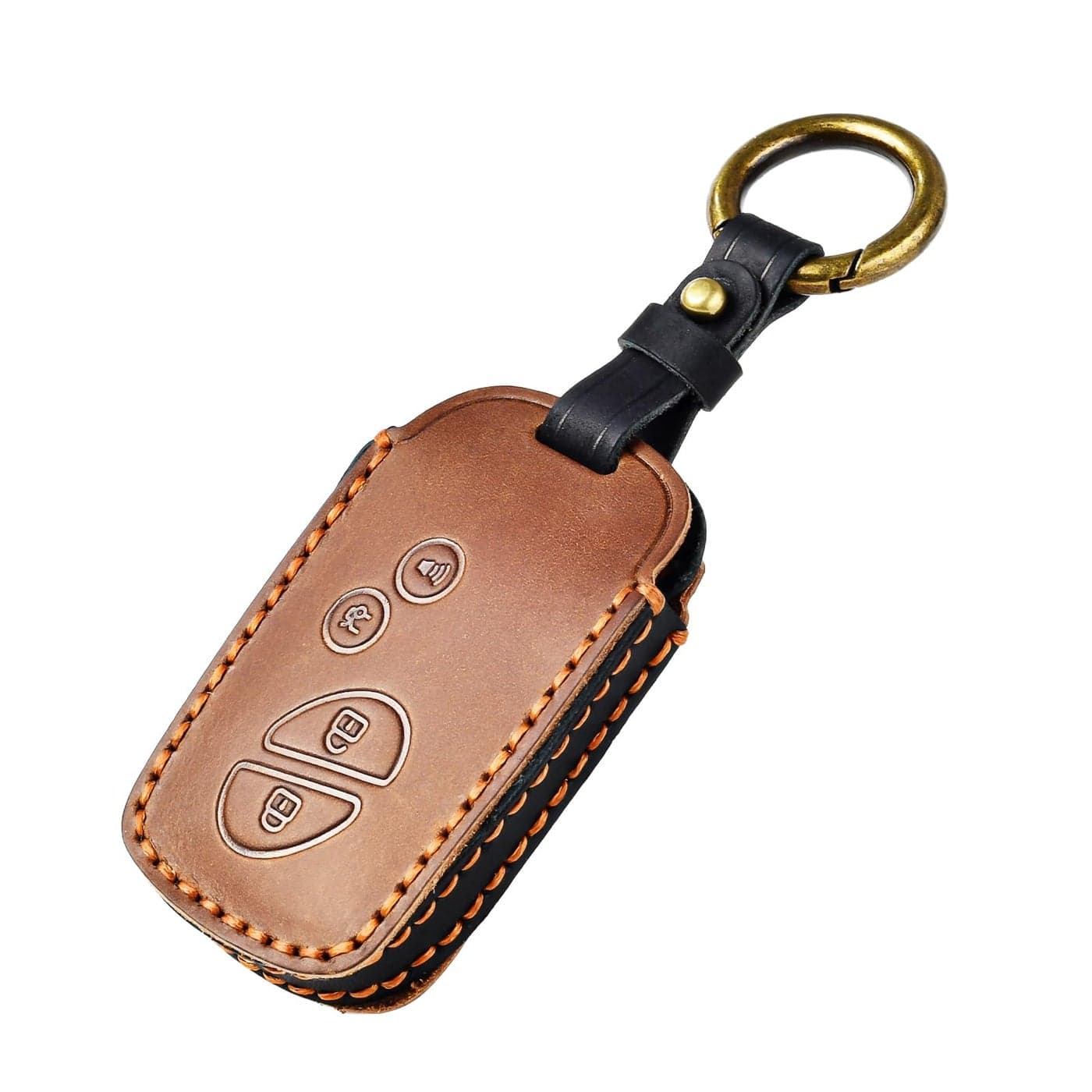 OFFCURVE Leather Key Cover Fits for Lexus Car Key Fob Cover Case Compatible with Lexus ES350 GS300 GS430 GS450h GS460 is F IS250 IS350 LS460 LX570 RX350 Smart Key Holder Car Accessories Brown