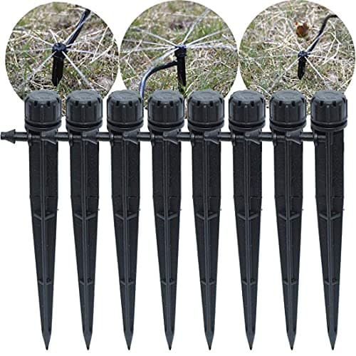 DIY Crafts Pack Of 20 Stakes, Black, 360° Degree Bubbler Adjustable Water Flow Irrigation Drippers Stake Emitter Drip System 4/7mm Tube Garden Lawn (360° Blac (Pack Of 20 Stakes, Black)