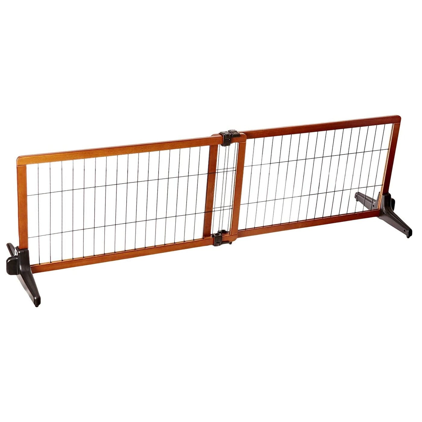 Carlson 70Inch Wide Adjustable Freestanding Pet Gate Premium WoodBrown