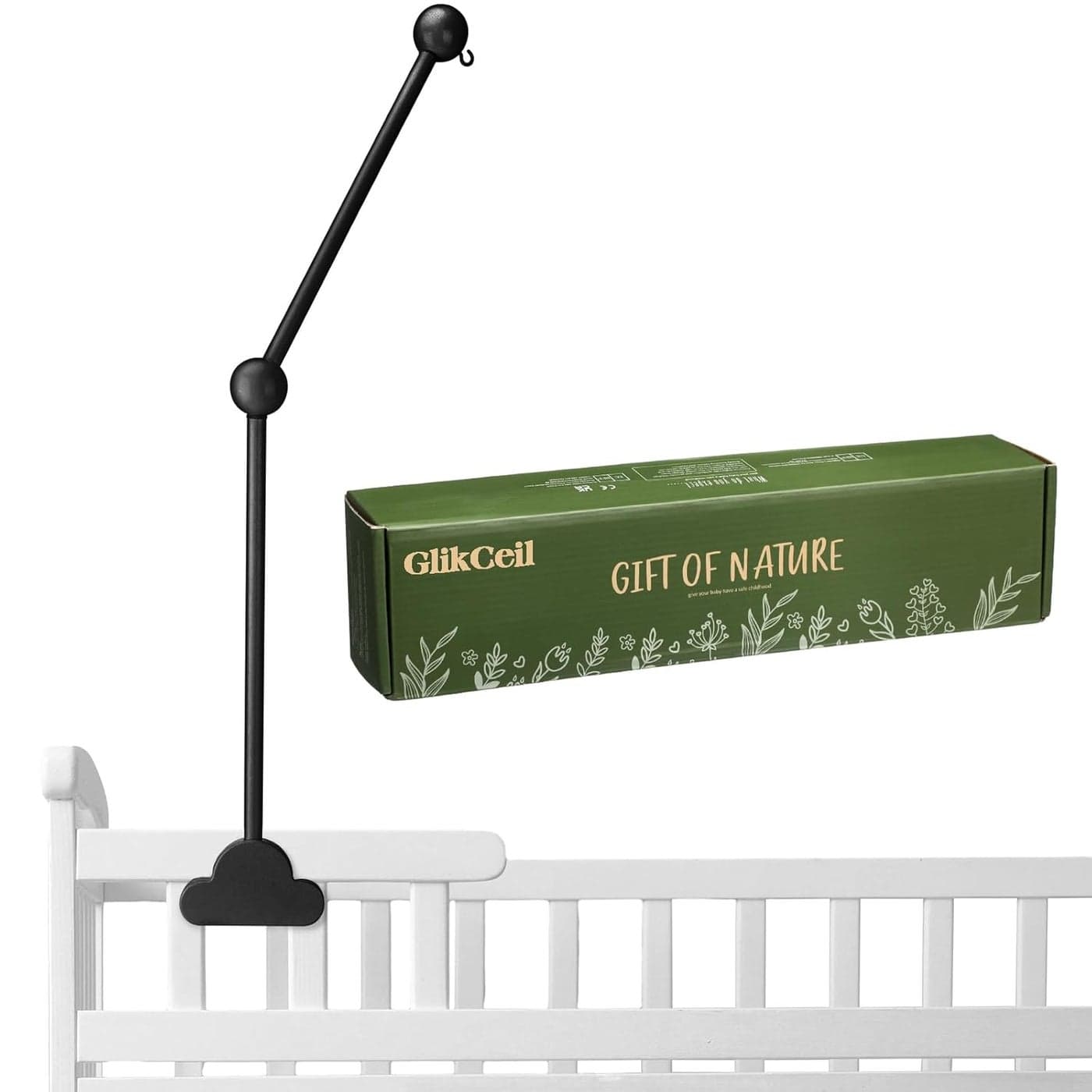 Wooden Baby Crib Mobile Arm 2717 Inches Cloud Design Adjustable Baby Mobile Hanger for Crib Cot Bed Bassinet Wind Chimes Bed Bell Nursery Black