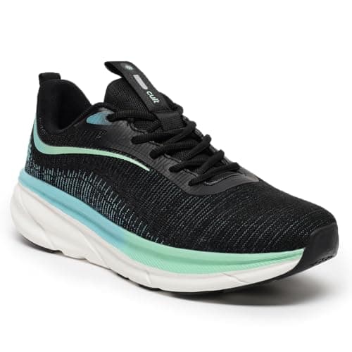 CULT Women Flytor Running Shoes (CS704457UK8_Black/Sea Green_UK8)