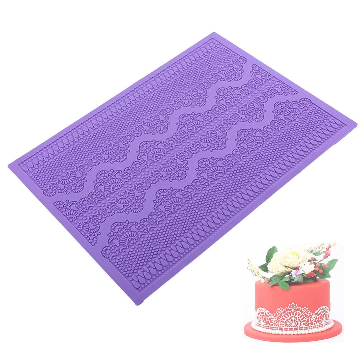 Silicone Lace Vines Scrolls Cake Decorating Tools Embossing Fondant Mold Cupcake Mat 151 x 112 inches