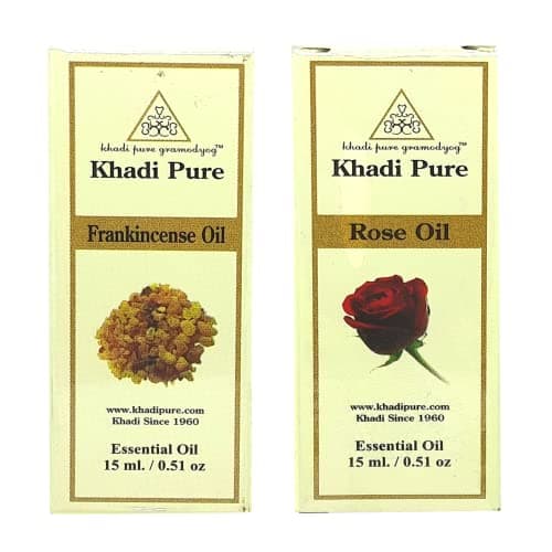 Khadi Pure Frankincense & Rose Essential Oil, 15 ml (Pack of 2)