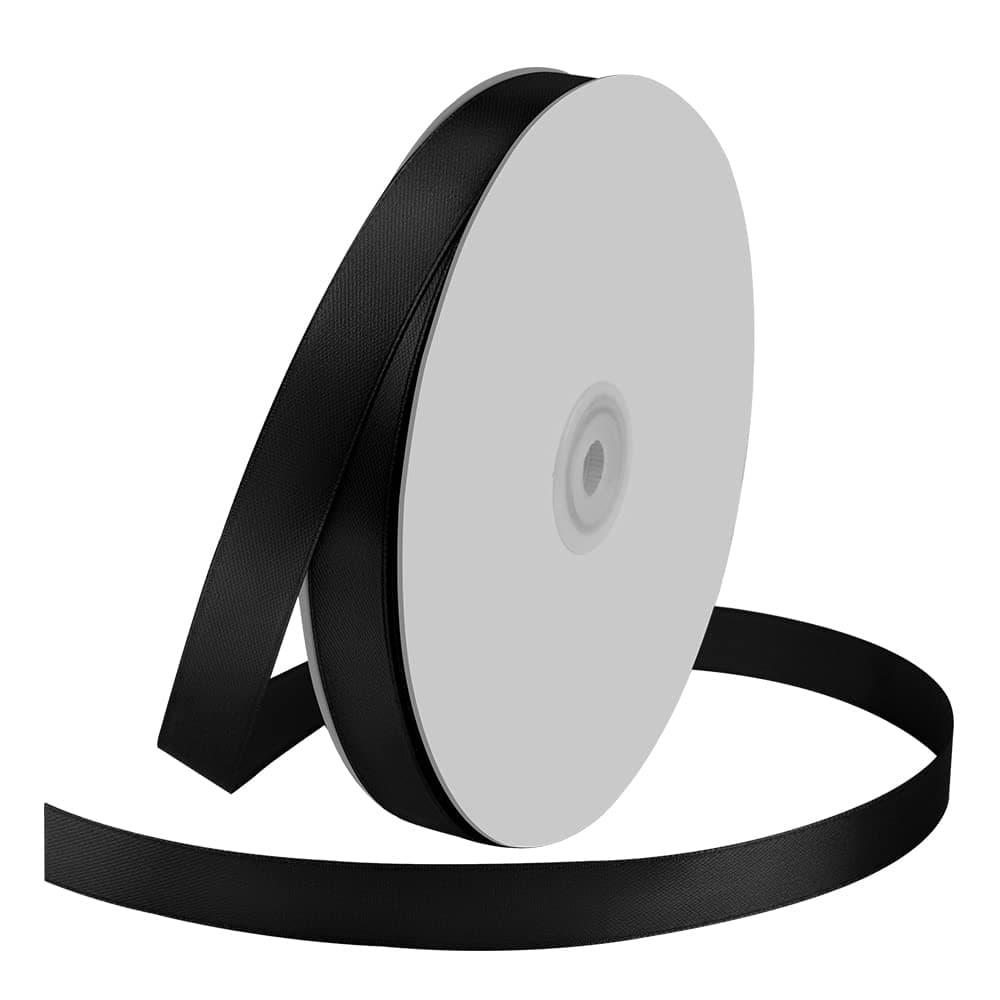 58 inches Wide x 100 Yards Single Face Polyester Satin Ribbon Satin Ribbons for Crafts Bow Making Wedding Decor Sewing Gift Package Wrapping and More Black