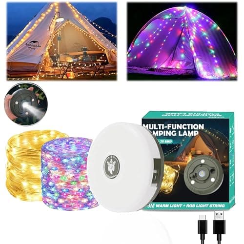 KLIFFOO 2 in 1 Rechargeable Camping String Lights and LED Flashlights with 8 Lighting Modes (32.8FT) Outdoor Portable USB Camping String and Lantern with Power Bank for Hiking,Tent,Decoration,Diwali