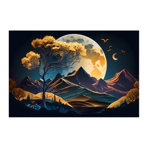 Dharvika Innovations 3D Scenery Paintings for Living room, 3D Scenery Poster Big Size with Sparkle Coated Lamination - 22697 (Self Adhesive) 24x36 Inch