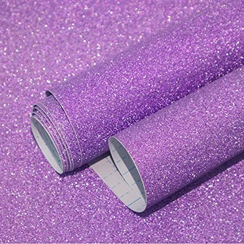 Kitico Glitter Purple Peel and Stick Wallpaper - Self Adhesive Decorative DIY Decoration 17.7"x197"