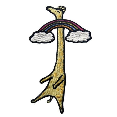 Giraffe Too Tall to Hit in Rainbow Funny Biker Patch Embroidered Applique Iron On Sew On Emblem
